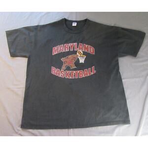 University Of Maryland Terrapins Basketball Black Tee Shirt Men's XXL